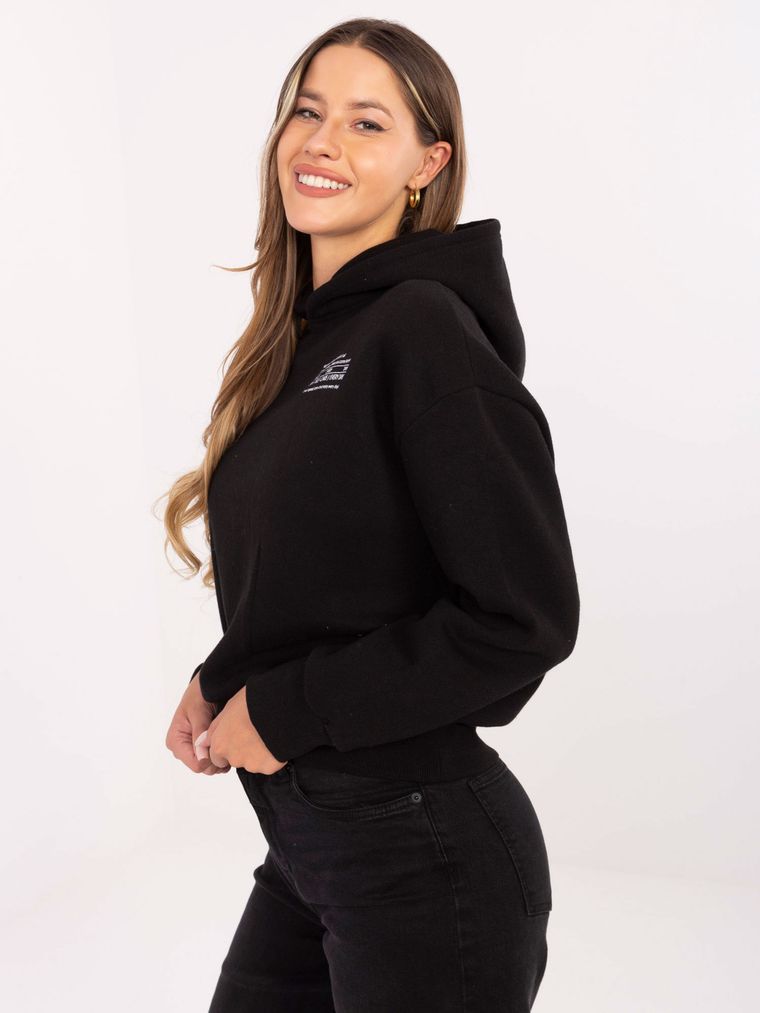 Bluza damska z kapturem, czarna, Sublevel