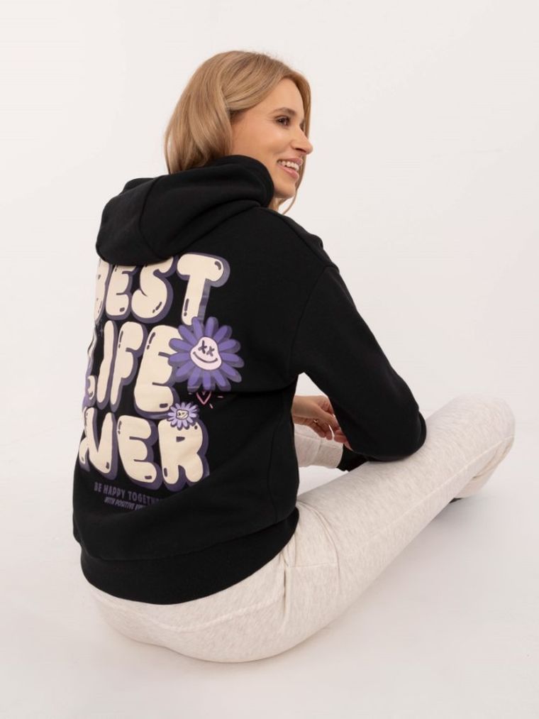 Bluza damska z kapturem, grafitowa, Sublevel