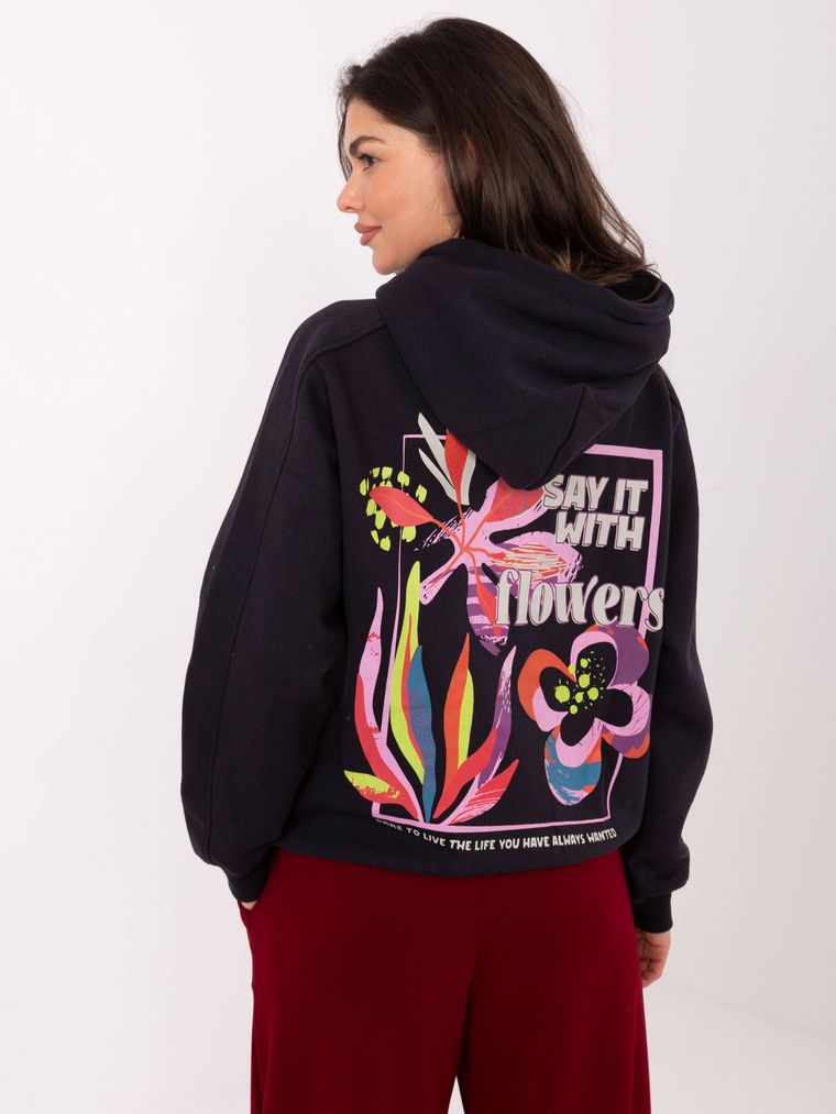 Bluza damska z kapturem, grafitowa, Sublevel