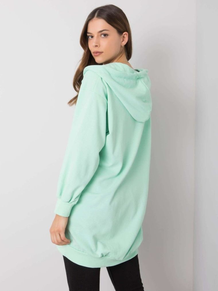 Bluza damska z kapturem, miętowa, Ex Moda