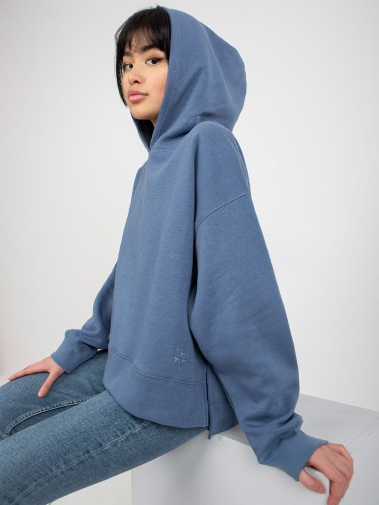 Bluza damska z kapturem, niebieska, Mayflies