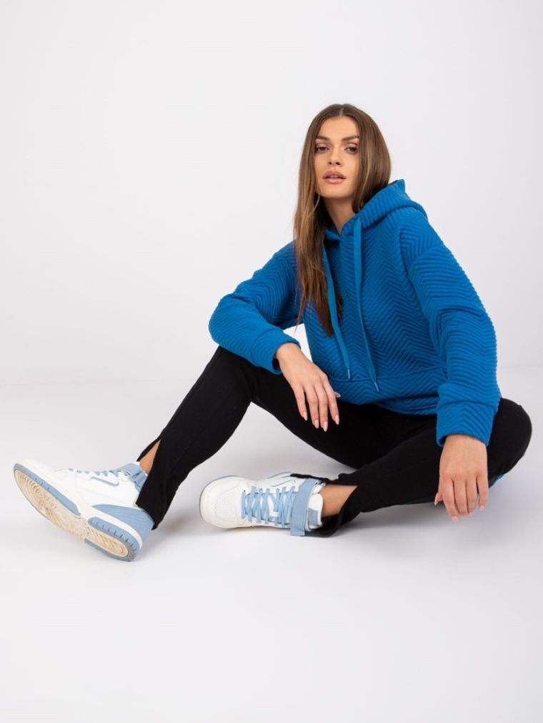 Bluza damska z kapturem, niebieska, Rue Paris