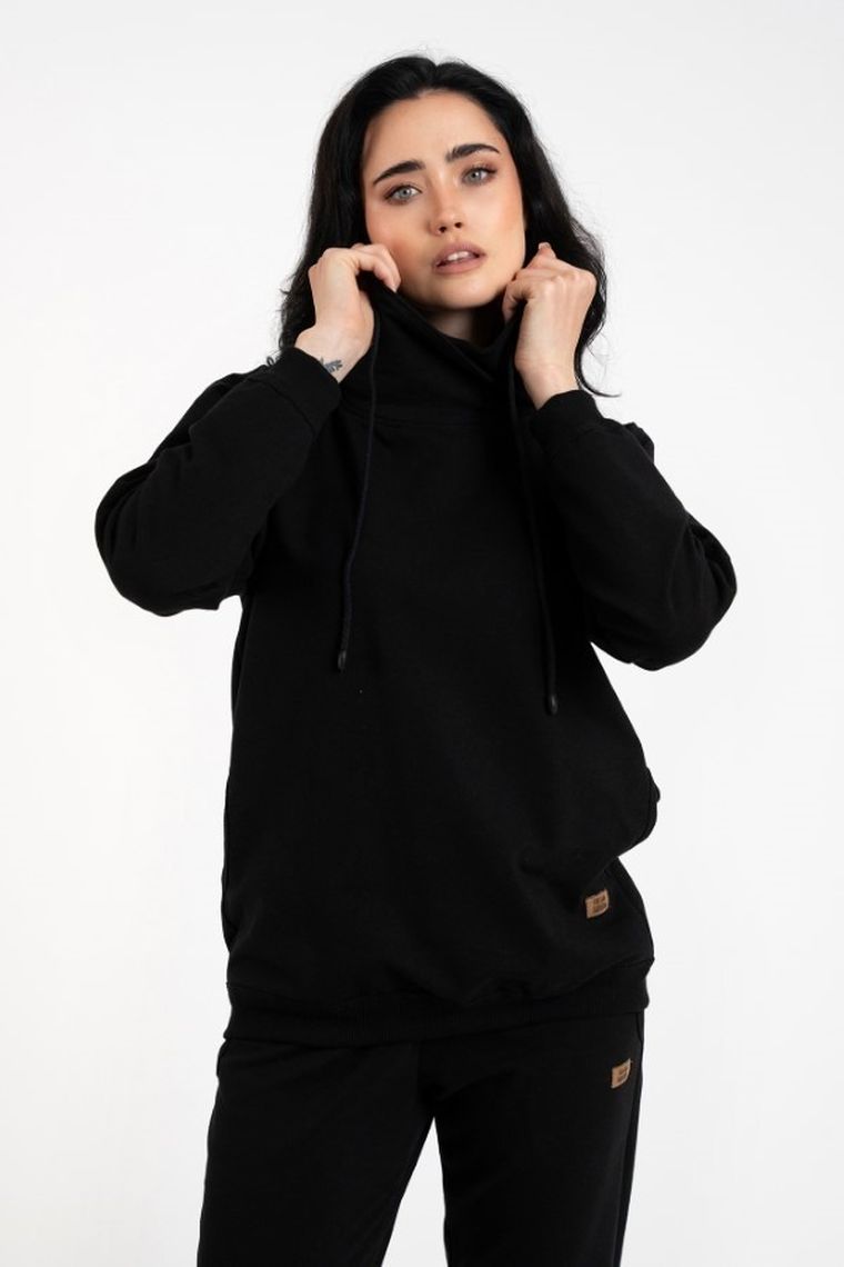 Bluza damska z kapturem, plus size, czarna, Malmo, Italian Fashion