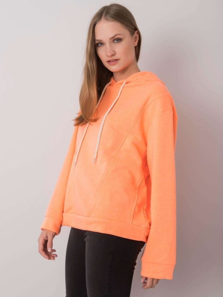 Bluza damska z kapturem, pomarańczowa, Ex Moda