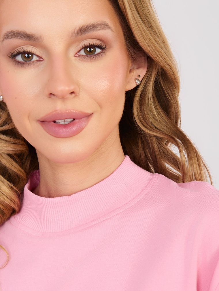 Bluza damska z kapturem, różowa, Basic Feel Good