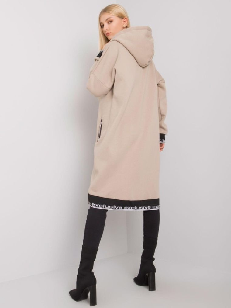 Bluza damska z kapturem, rozpinana, beżowa, Relevance