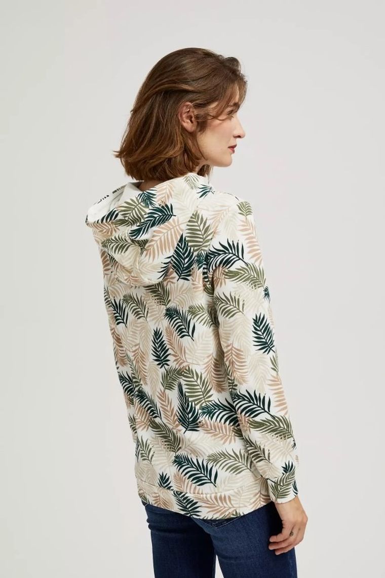 Bluza damska z kapturem, rozpinana, biała, Moodo