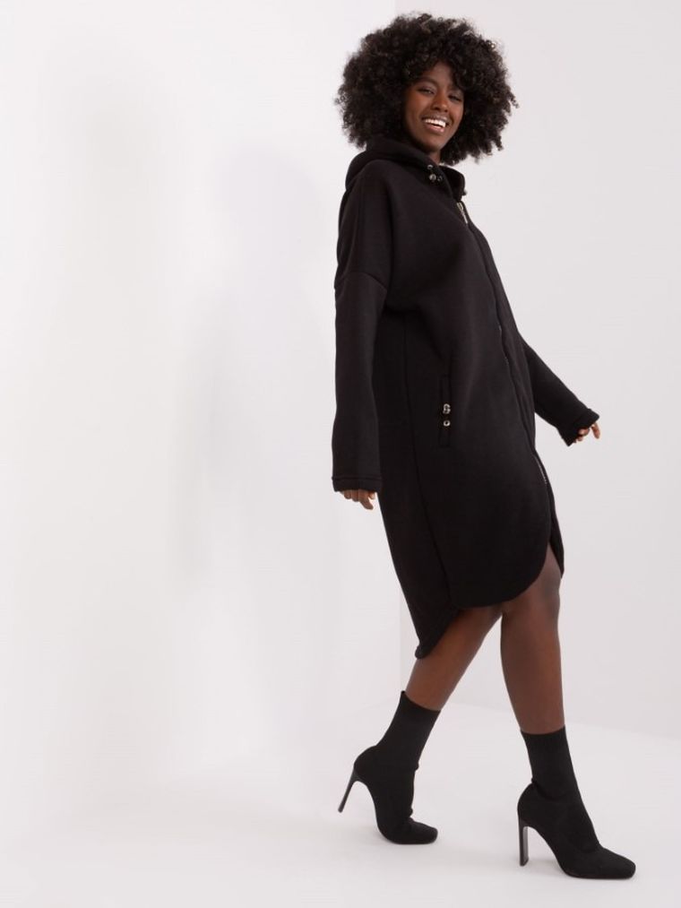 Bluza damska z kapturem, rozpinana, czarna, Relevance