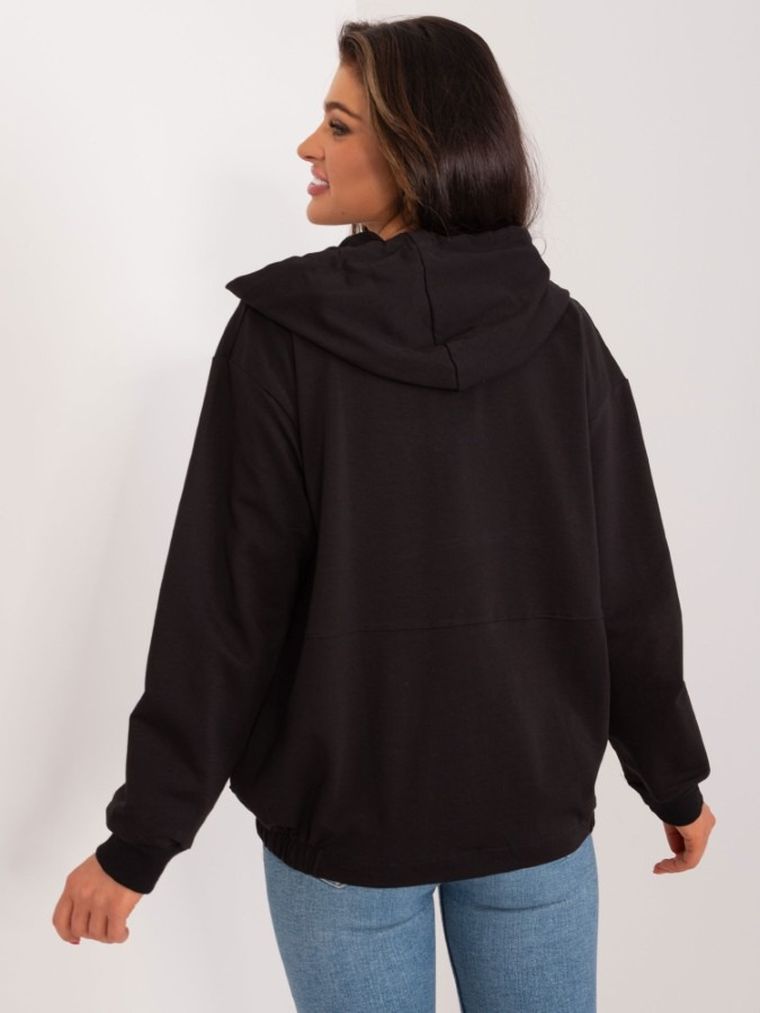 Bluza damska z kapturem, rozpinana, czarna, Relevance