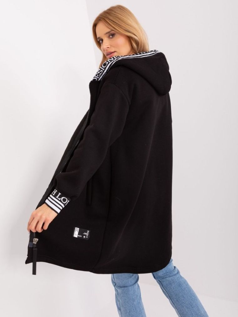 Bluza damska z kapturem, rozpinana, czarna, Relevance