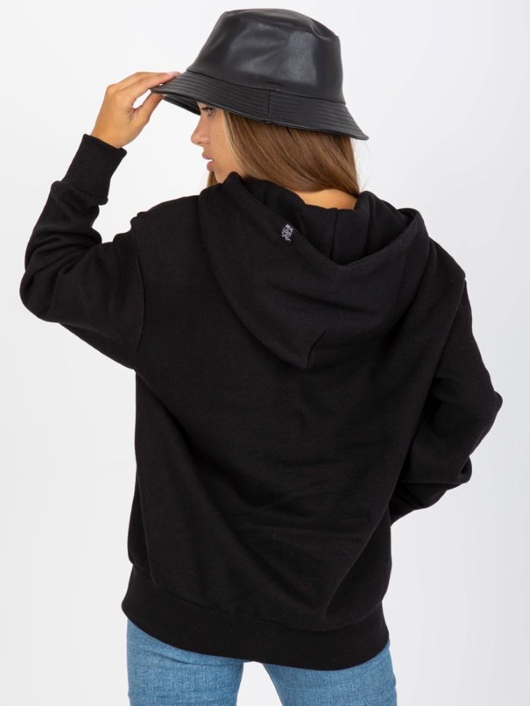 Bluza damska z kapturem, rozpinana, czarna, Sublevel
