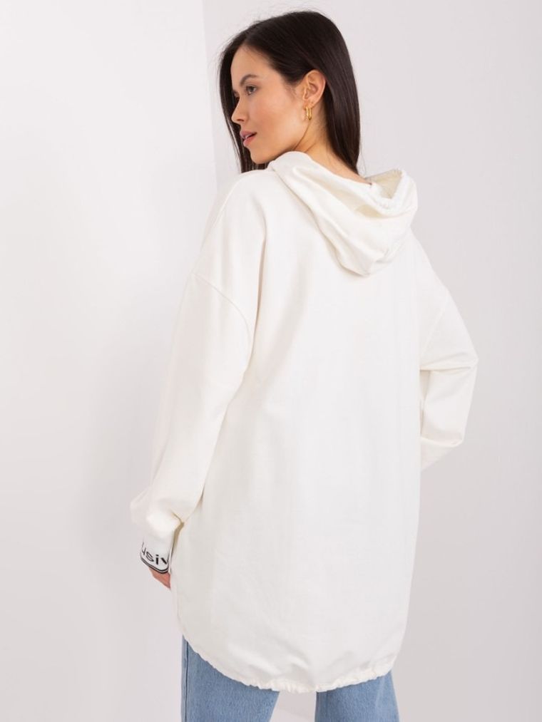 Bluza damska z kapturem, rozpinana, ecru, Relevance
