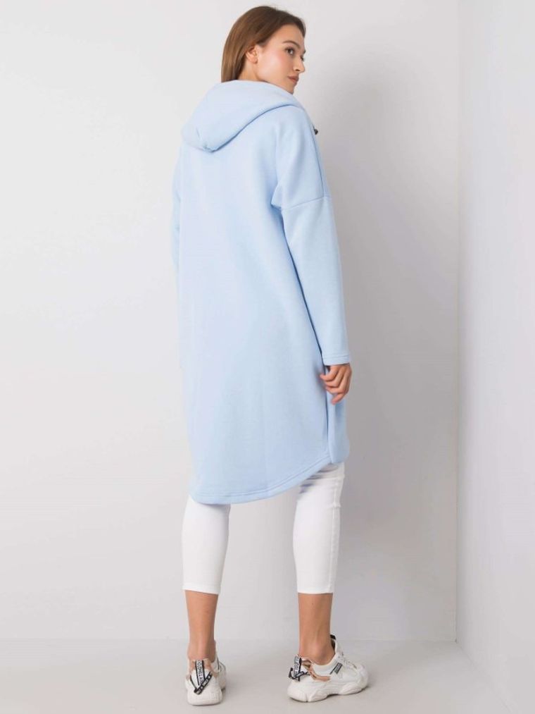 Bluza damska z kapturem, rozpinana, jasnoniebieska, Rue Paris