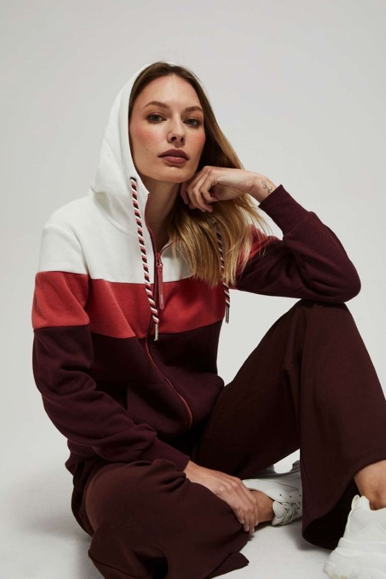 Bluza damska z kapturem, rozpinana, mix, Moodo