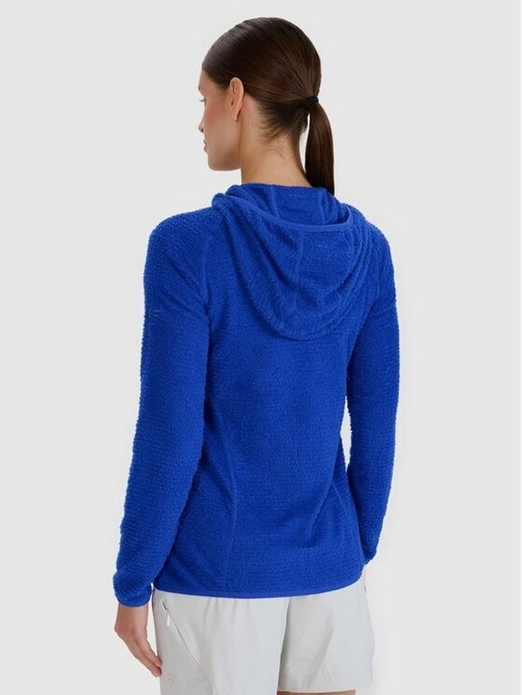 Bluza damska z kapturem, rozpinana, niebieska, Primaloft Active, 4F