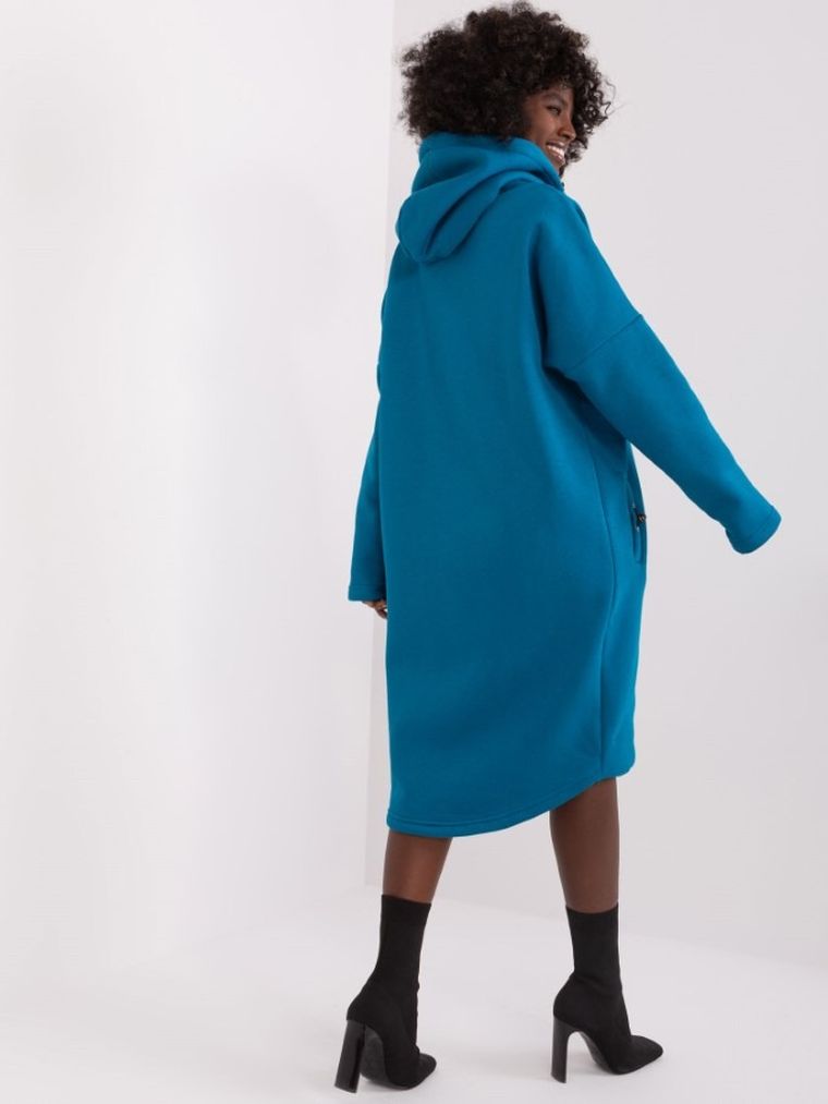 Bluza damska z kapturem, rozpinana, niebieska, Relevance