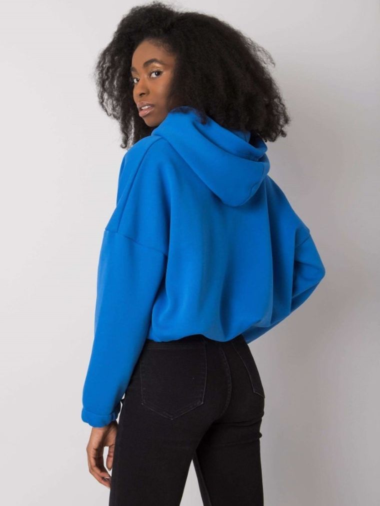 Bluza damska z kapturem, rozpinana, niebieska, Rue Paris