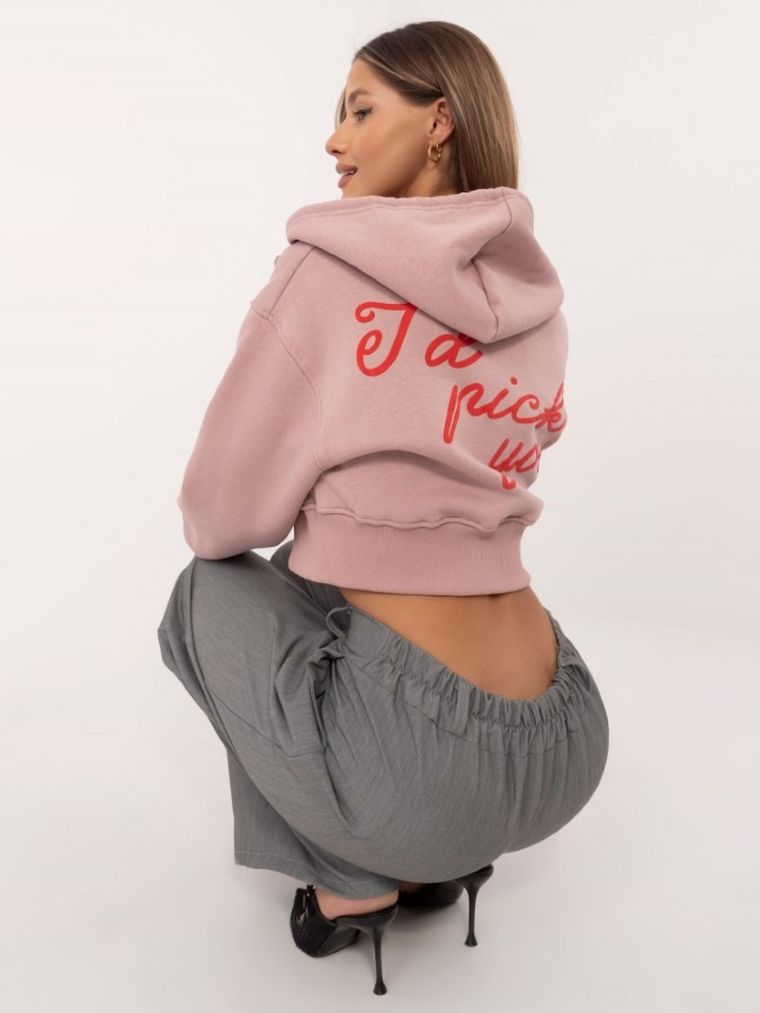 Bluza damska z kapturem, rozpinana, różowa, Calimera