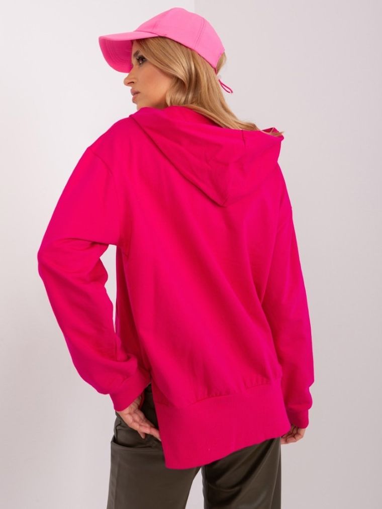 Bluza damska z kapturem, rozpinana, różowa, Relevance