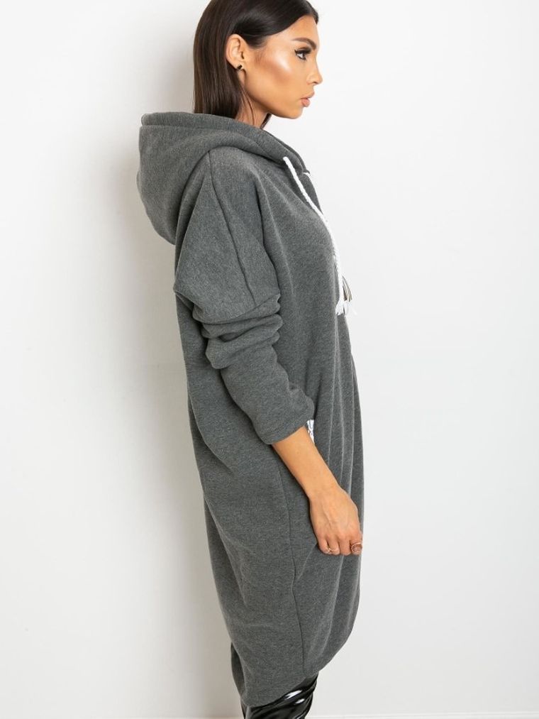 Bluza damska z kapturem, rozpinana, szara, Relevance