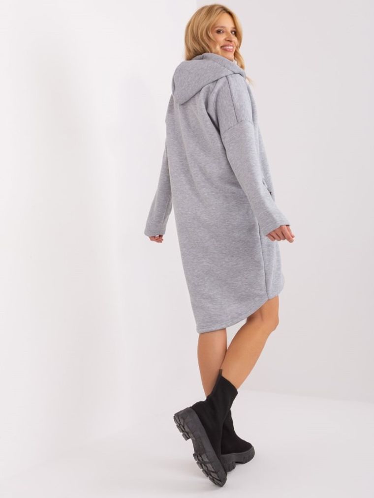 Bluza damska z kapturem, rozpinana, szara, Relevance