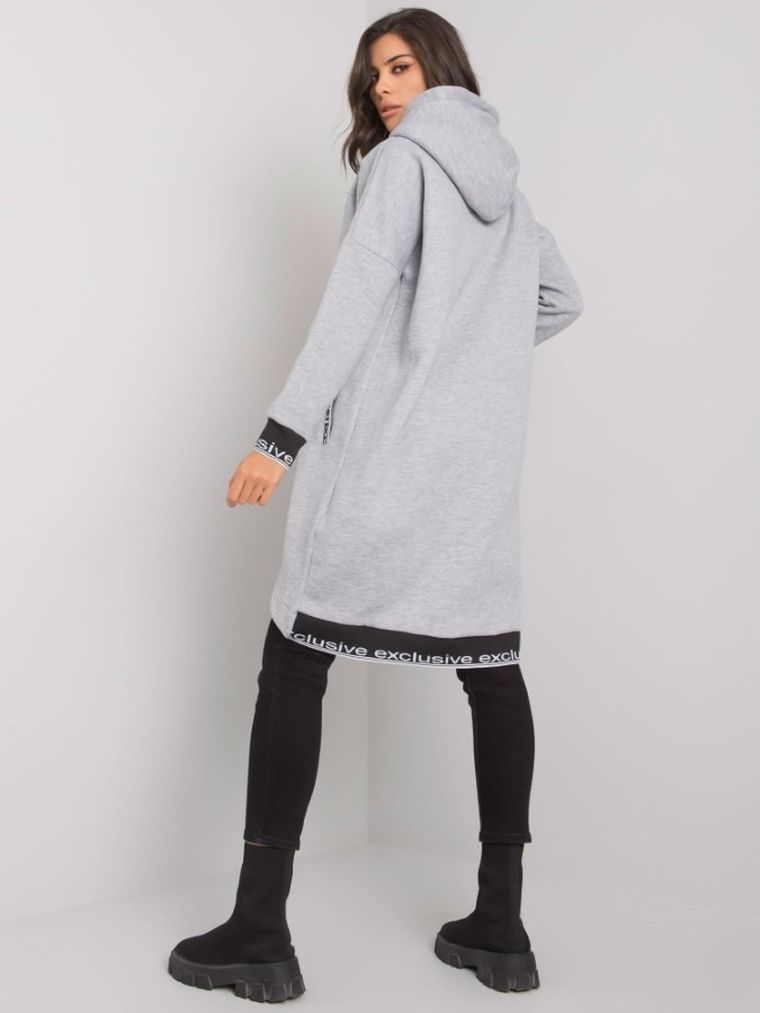 Bluza damska z kapturem, rozpinana, szara, Relevance