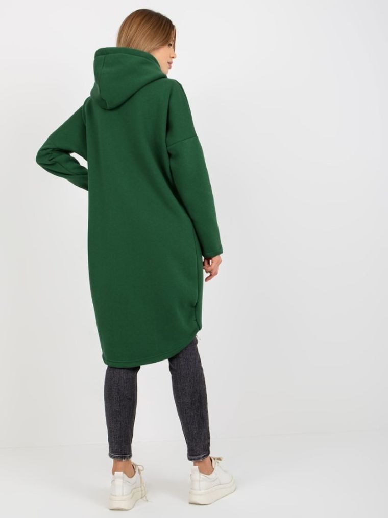 Bluza damska z kapturem, rozpinana, zielona, Relevance