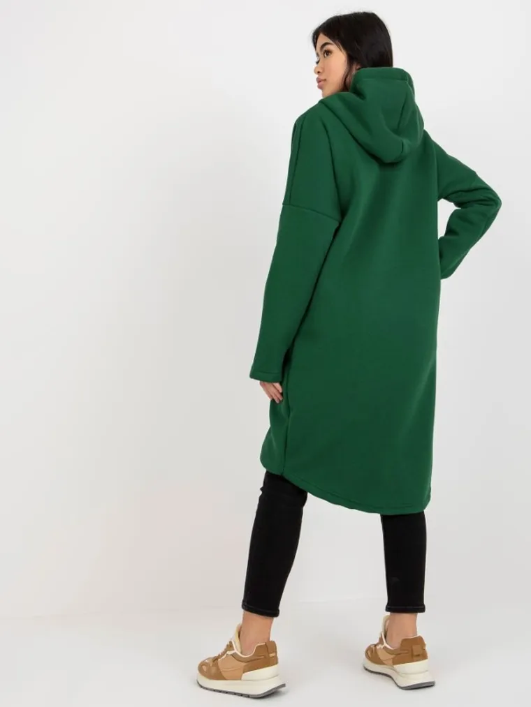 Bluza damska z kapturem, rozpinana, zielona, Rue Paris