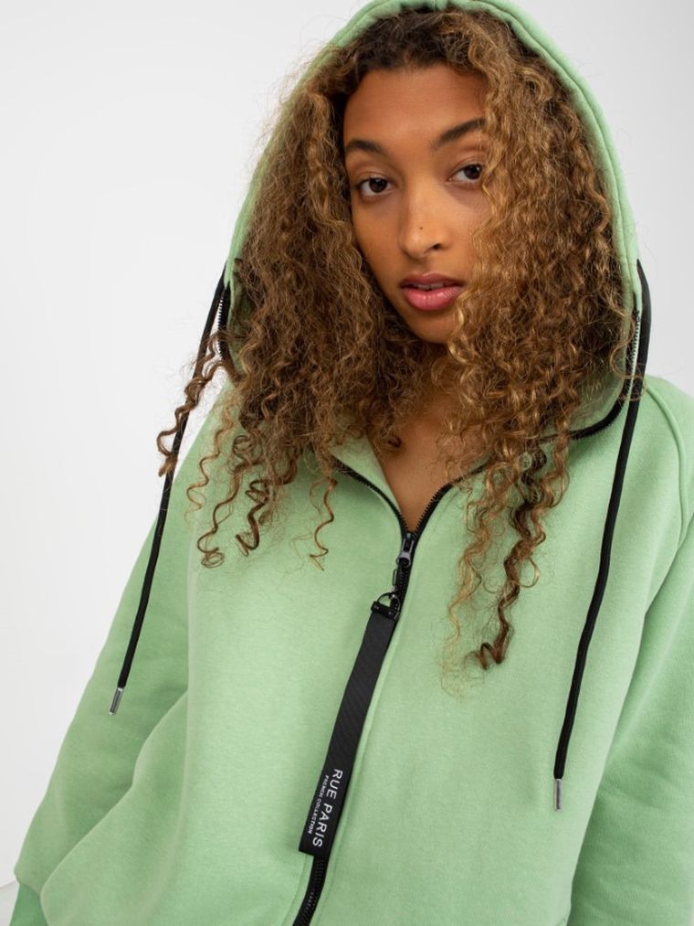 Bluza damska z kapturem, rozpinana, zielona, Rue Paris