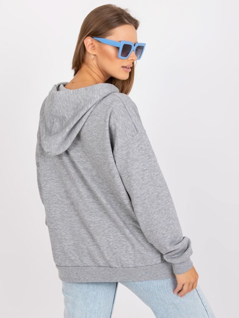 Bluza damska z kapturem, szara, Ex Moda