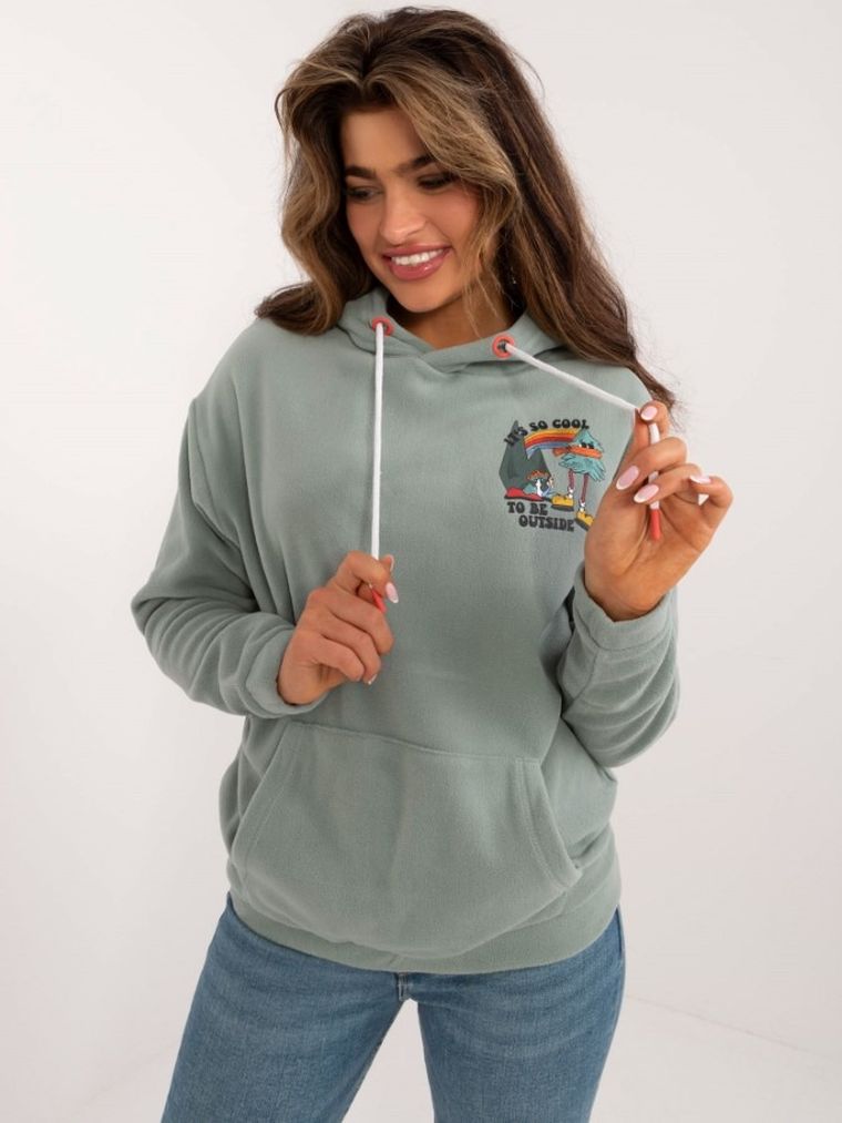 Bluza damska z kapturem, zielona, Sublevel