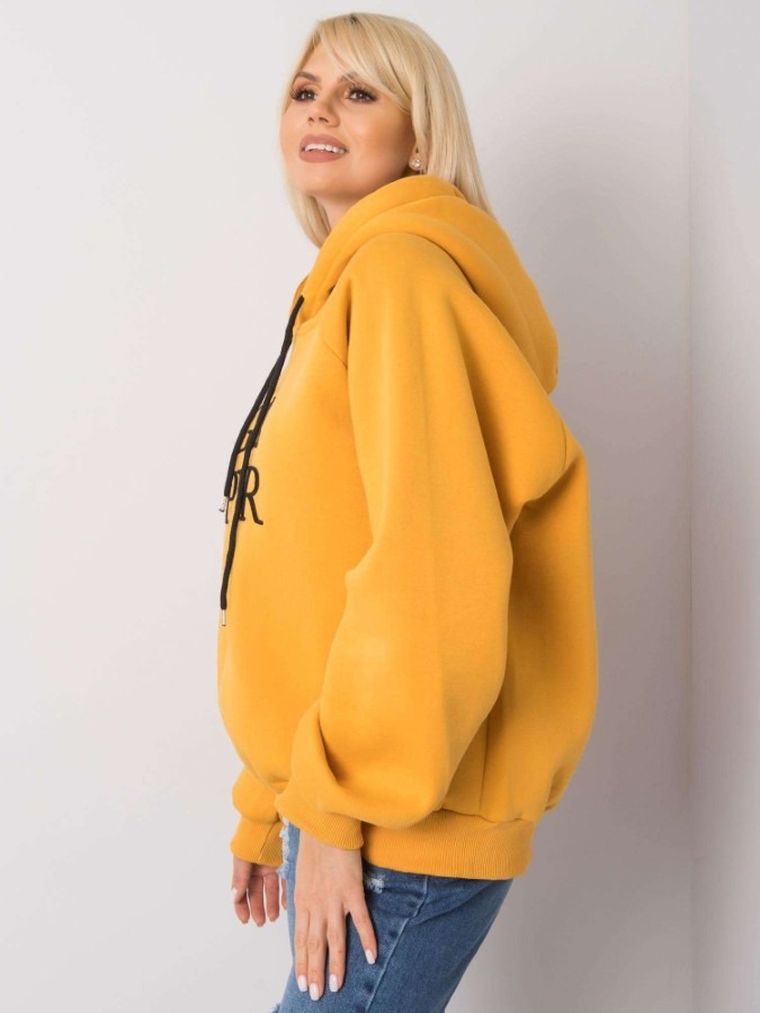Bluza damska z kapturem, żółta, Ex Moda