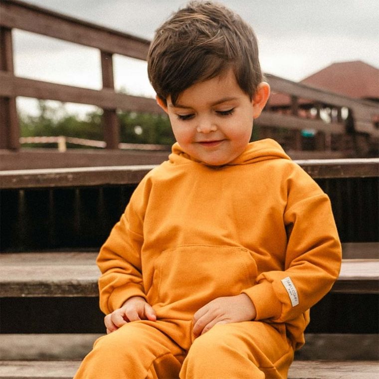 Bluza dziecięca z kapturem, musztardowa, Eevi