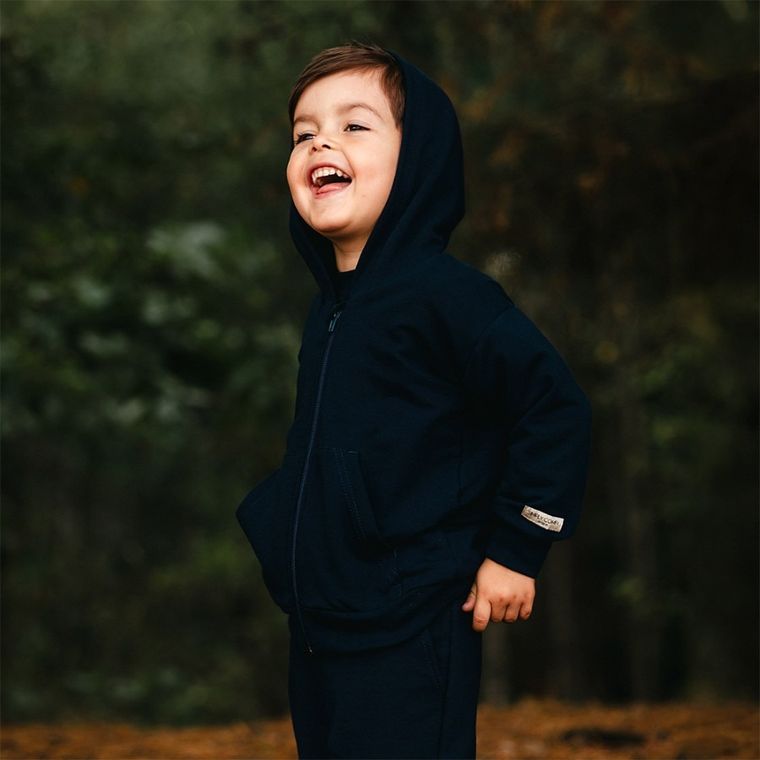 Bluza dziecięca z kapturem, rozpinana, granatowa, Eevi