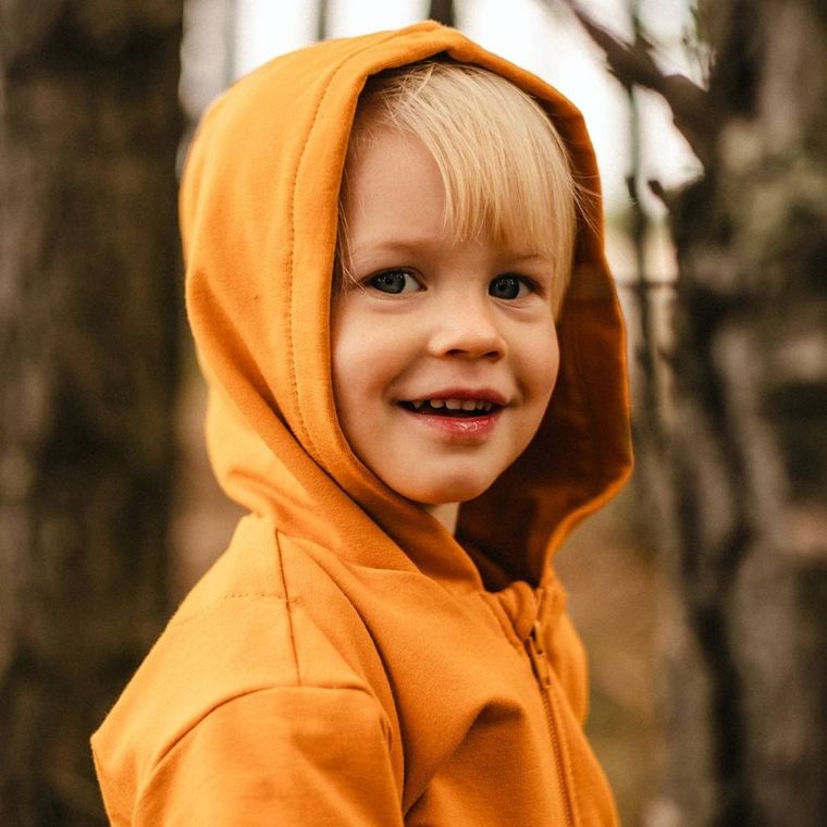 Bluza dziecięca z kapturem, rozpinana, musztardowa, Eevi