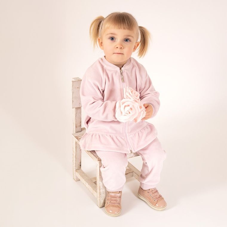 Bluza dziewczęca, rozpinana, welurowa, różowa, Nicol