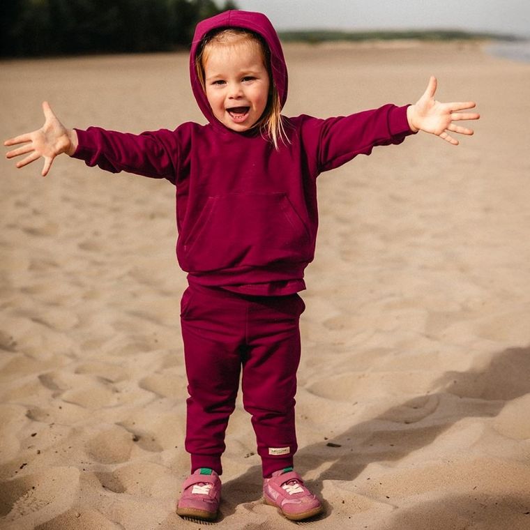 Bluza dziewczęca z kapturem, bordowa, Eevi