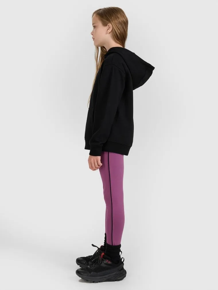 Bluza dziewczęca z kapturem, czarna, 4F