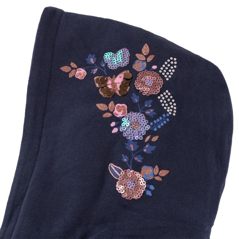 Bluza dziewczęca z kapturem, granatowa, cekiny, Tom Tailor