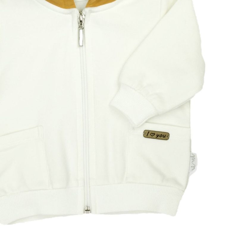Bluza dziewczęca z kapturem, rozpinana, ecru, Nicol