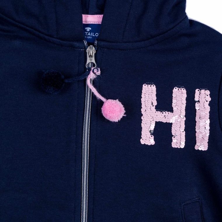 Bluza dziewczęca z kapturem, rozpinana, granatowa, Tom Tailor