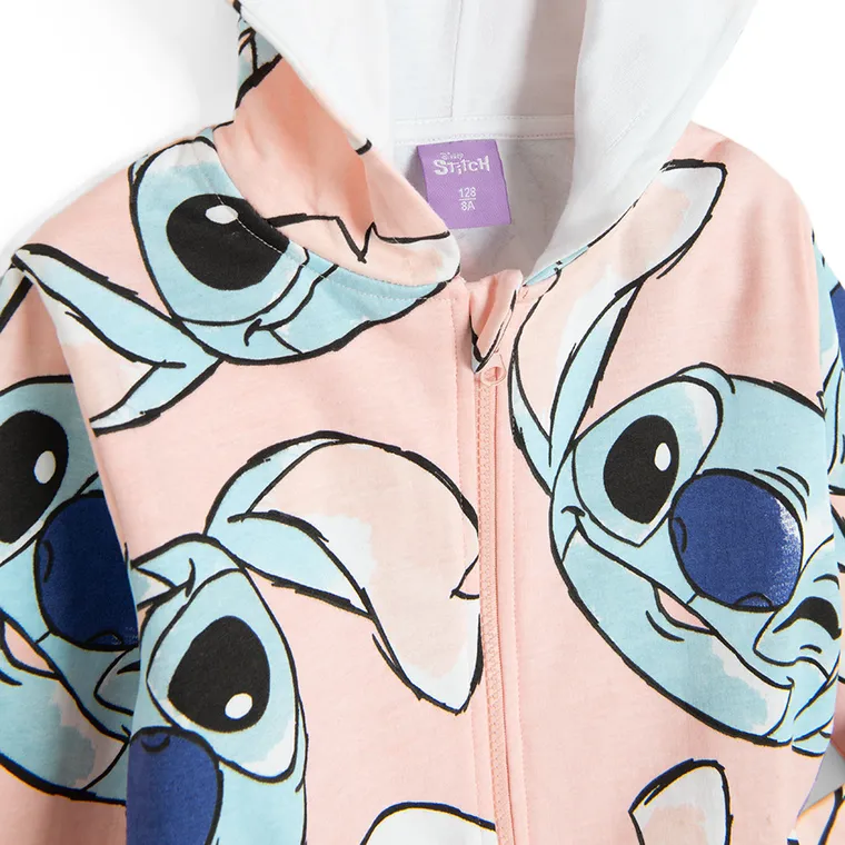 Bluza dziewczęca z kapturem, rozpinana, różowa, Lilo i Stitch, Licence Brand