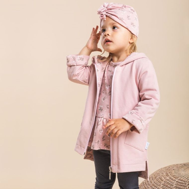 Bluza dziewczęca z kapturem, rozpinana, różowa, Nicol