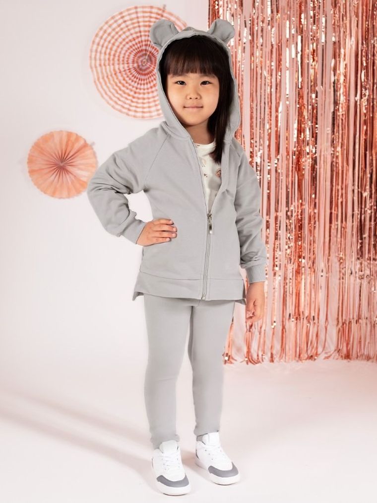 Bluza dziewczęca z kapturem, rozpinana, szara, Nicol