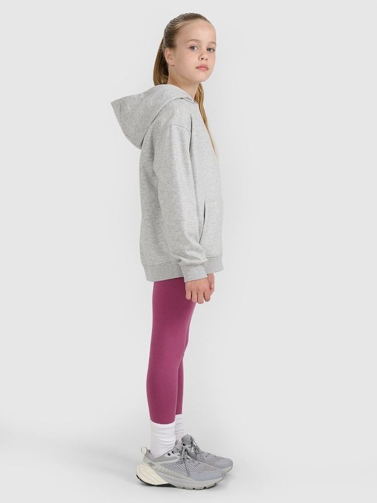 Bluza dziewczęca z kapturem, szara, 4F