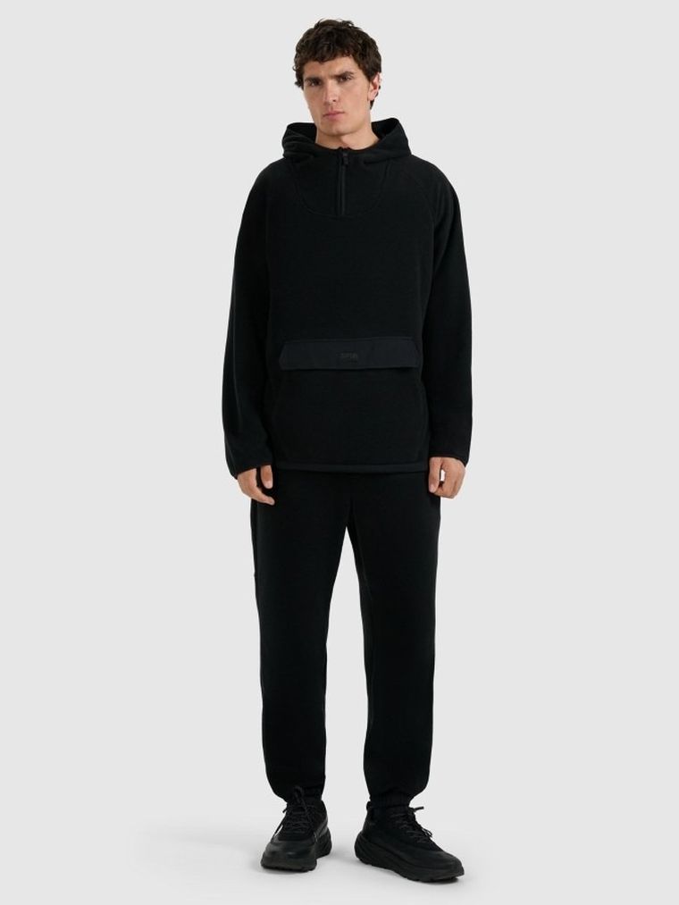 Bluza męska z kapturem, polarowa, czarna, 4F