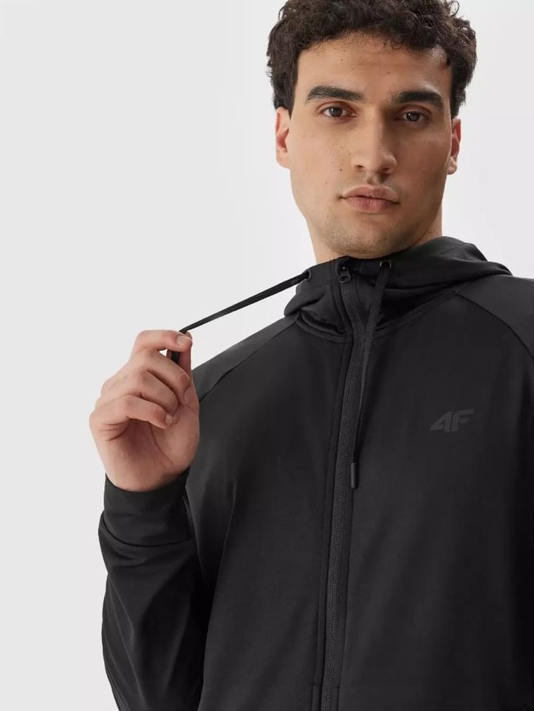 Bluza męska z kapturem, rozpinana, czarna, 4F