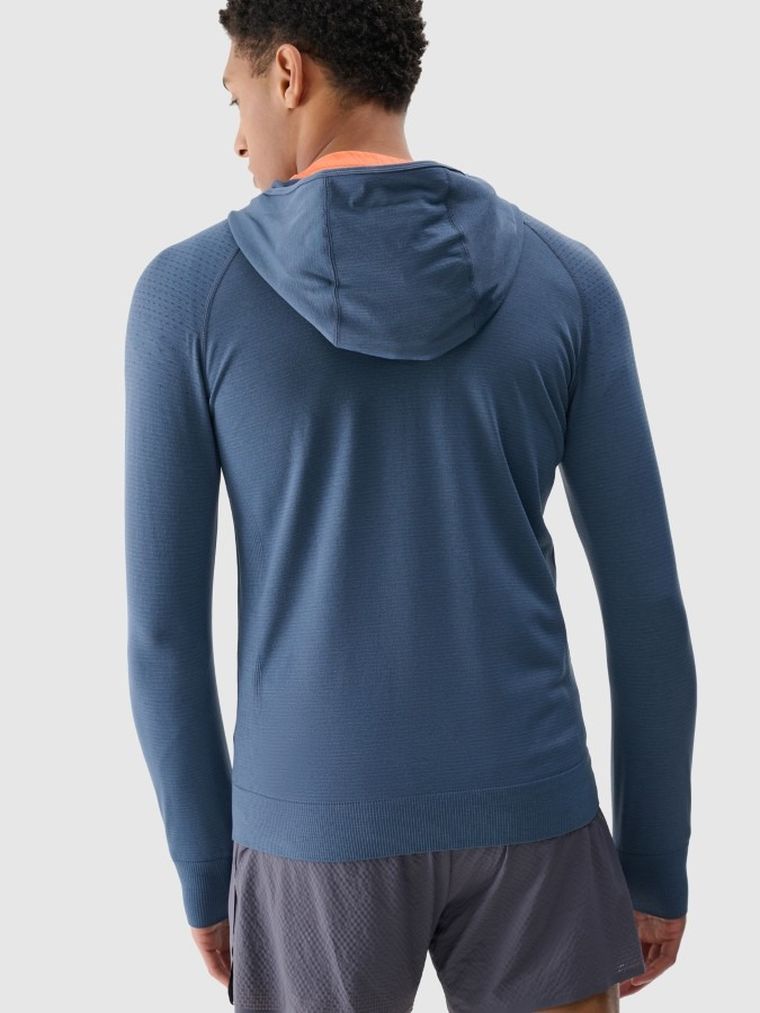 Bluza męska z kapturem, rozpinana, niebieska, 4F