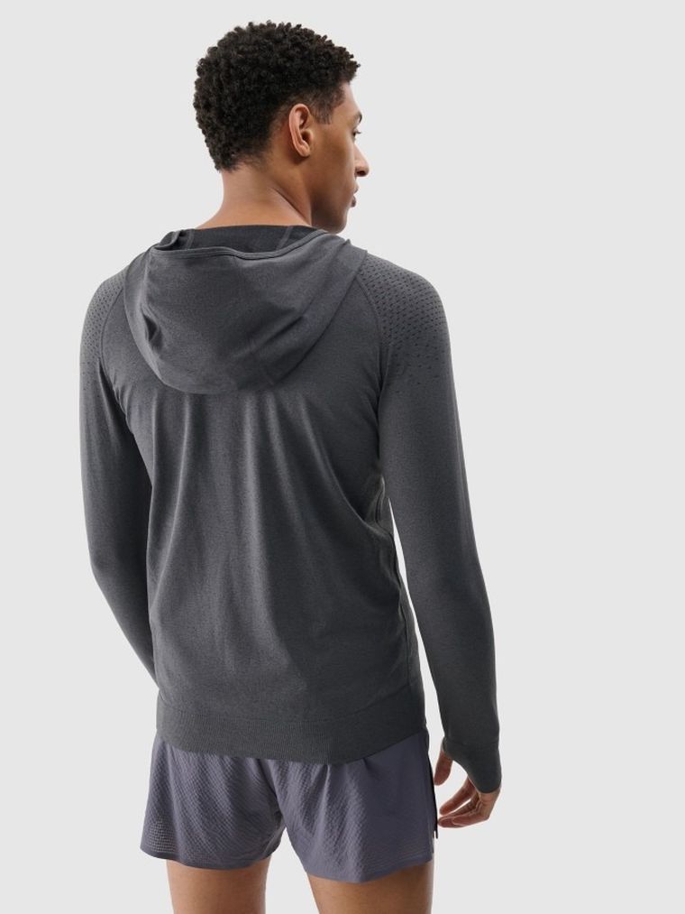 Bluza męska z kapturem, rozpinana, szara, 4F