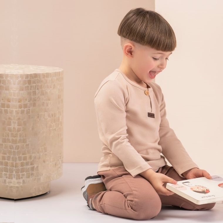 Bluzka chłopięca z długim rękawem, beżowa, Nicol